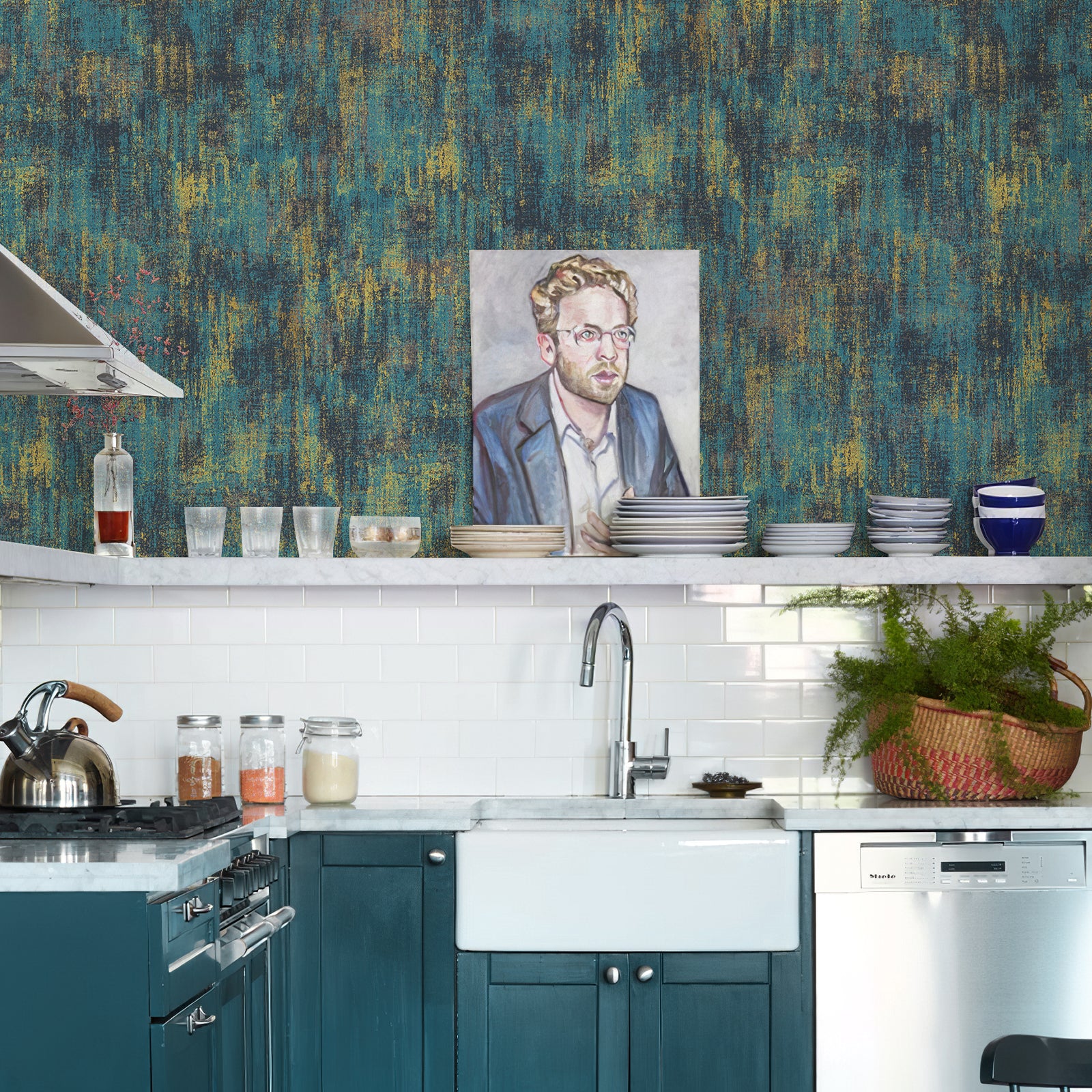 Distressed Metallic Wallpaper