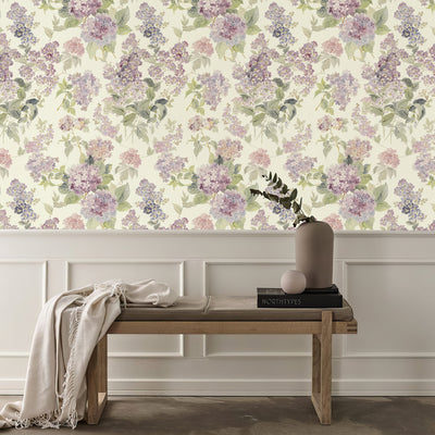 Purple Lilac Floral Vintage Peel and Stick Wallpaper