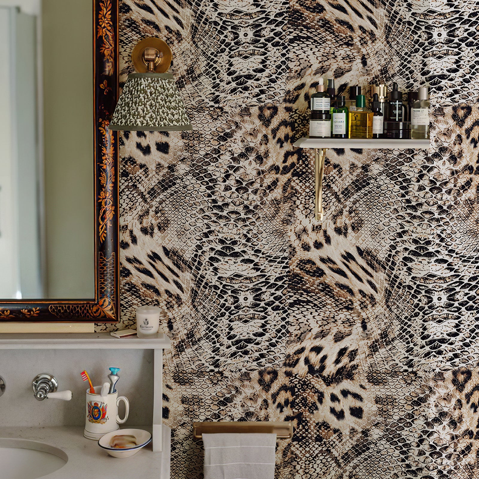 Leopard Snake Print Vintage Peel and Stick Wallpaper