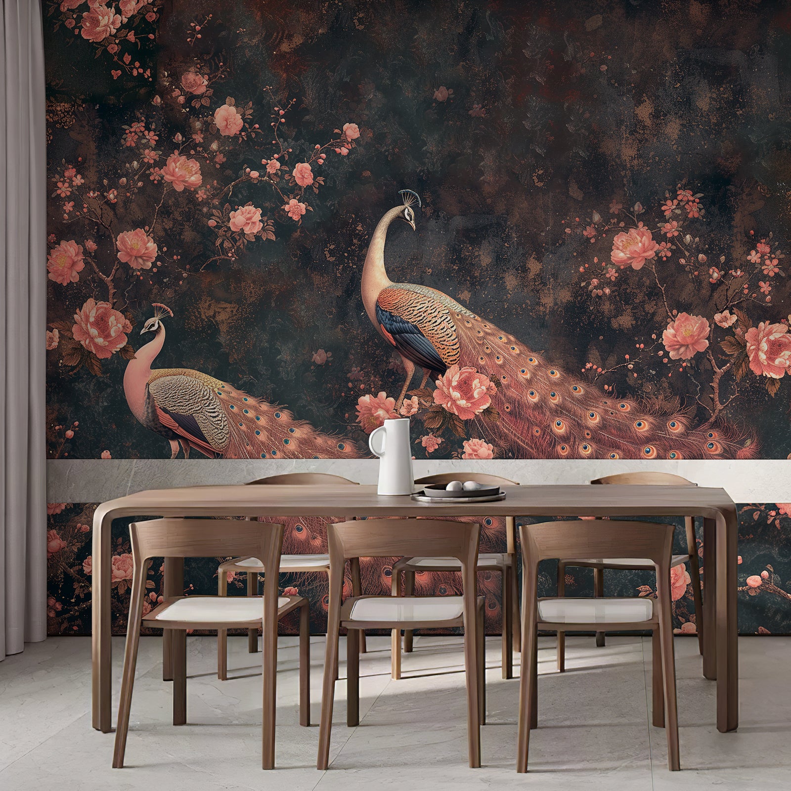 Peacock Flower Peel and Stick Wall Mural