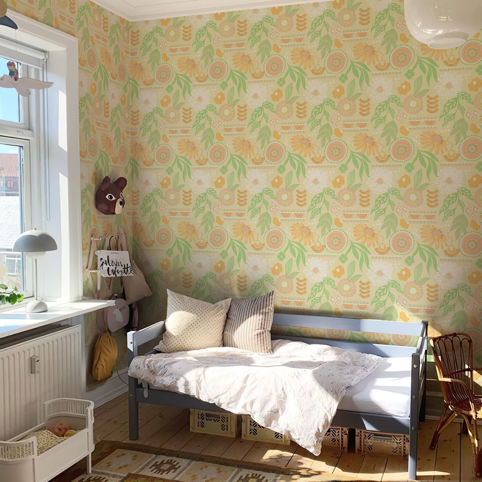 Boho Sun Floral Wallpaper