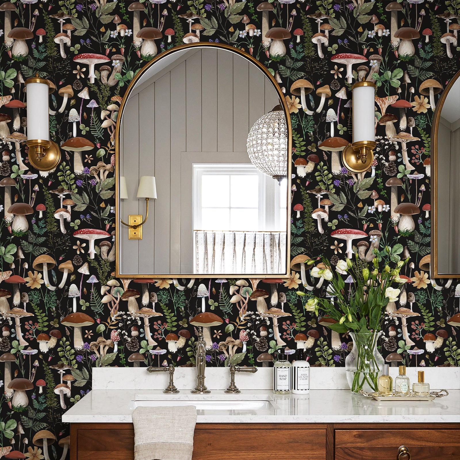 Boho Leaf Forest Mushroom Wallpaper