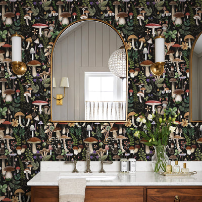 Boho Blatt Wald Pilz Tapete