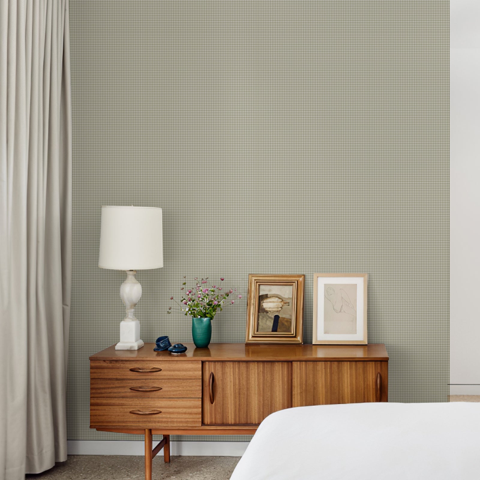 Oatmeal Gingham Warm Neutral Textured Peel and Stick Wallpaper