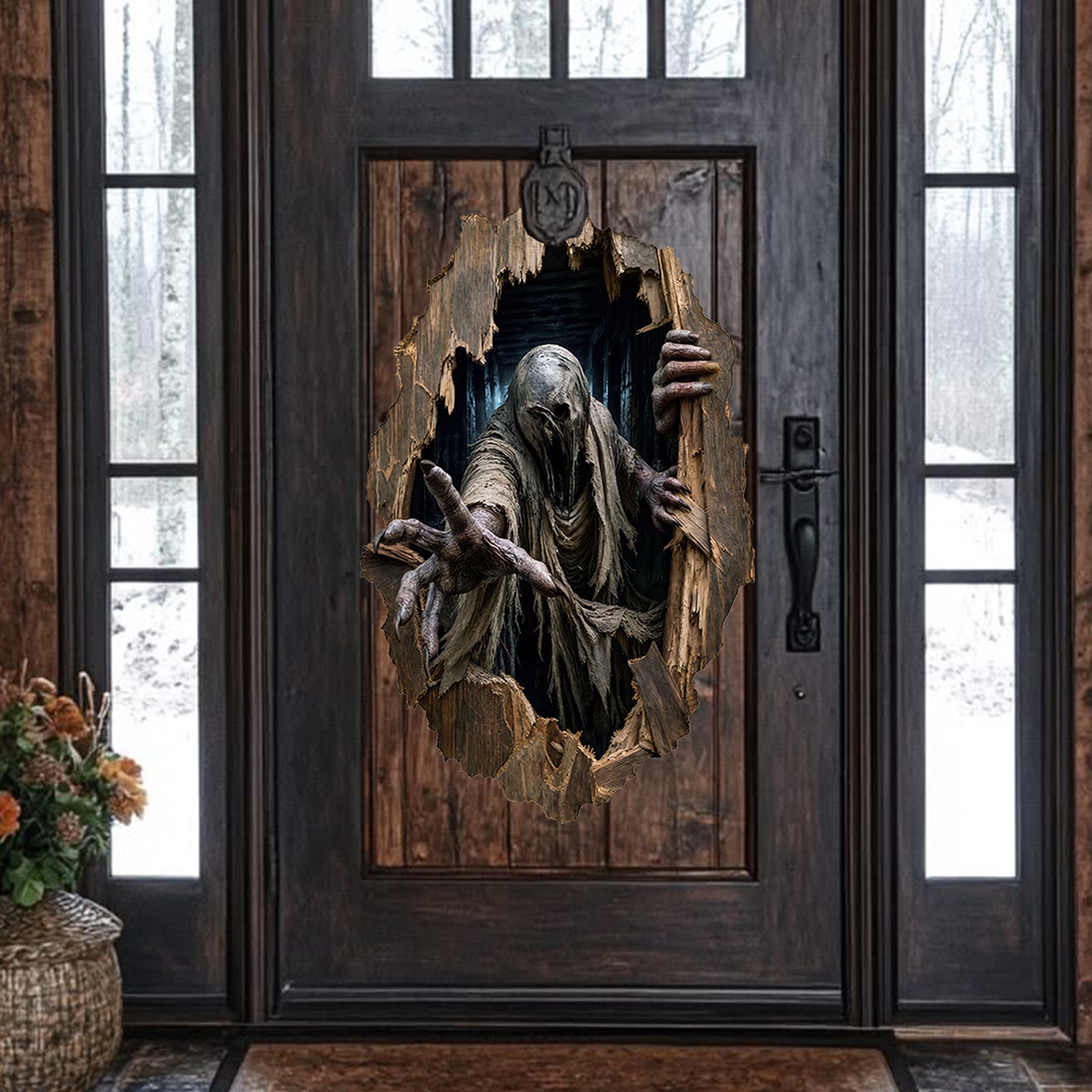 Halloween decorations Phantom Intruder Peel and Stick Door Decal