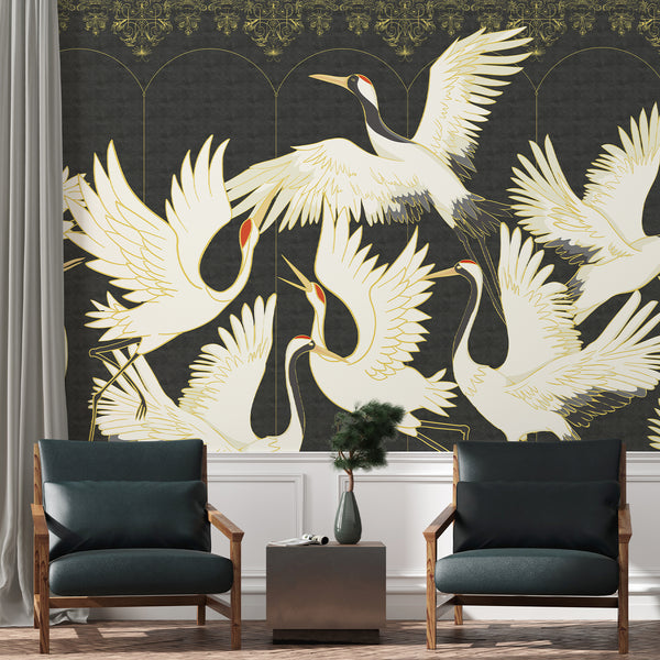 Soaring Cranes Peel and Stick Wall Mural