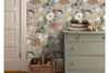 Vintage Grey  Farmhouse Floral Wallpaper