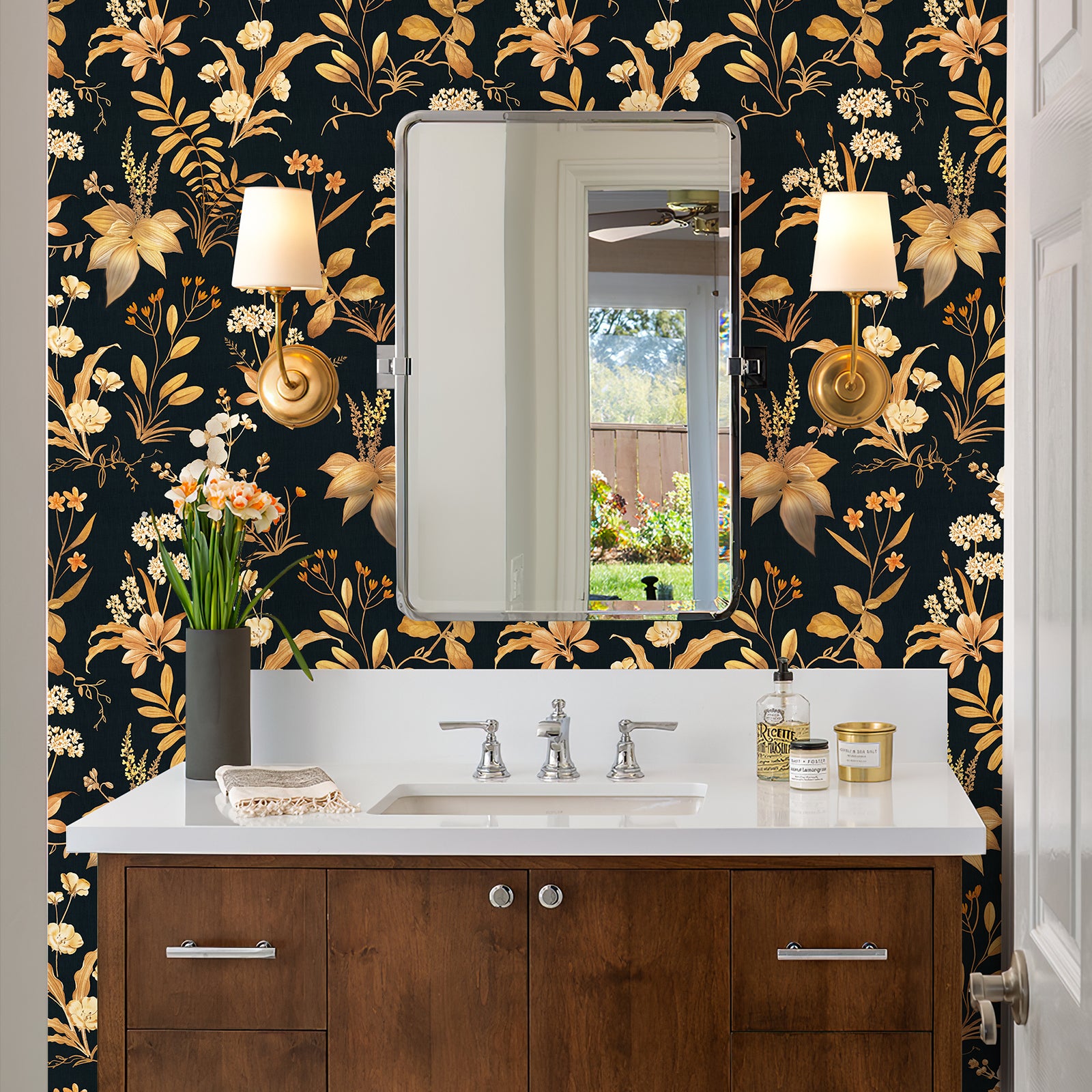 Beige Floral Contact Paper | Wildflower Botanical Pattern Wallpaper