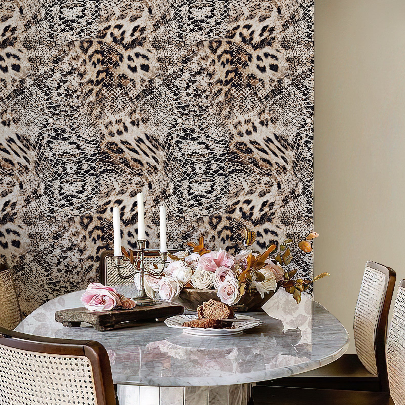 Leopard Snake Print Vintage Peel and Stick Wallpaper