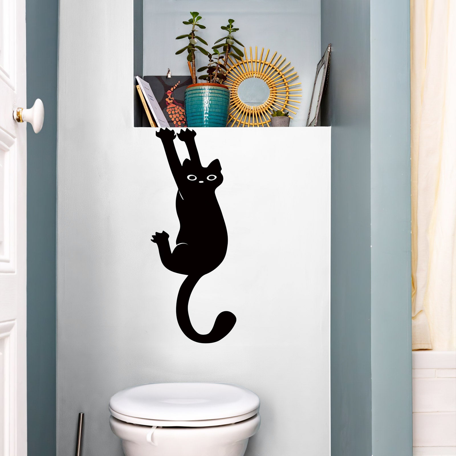 Mischievous Black Cat Peel and Stick Wall Decal