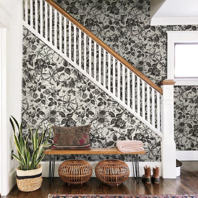 Black Rose Butterfly Peel and Stick Wallpaper