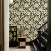 Green Floral Line Botanical Peel and Stick Wallpaper