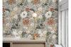 Vintage Grey  Farmhouse Floral Wallpaper