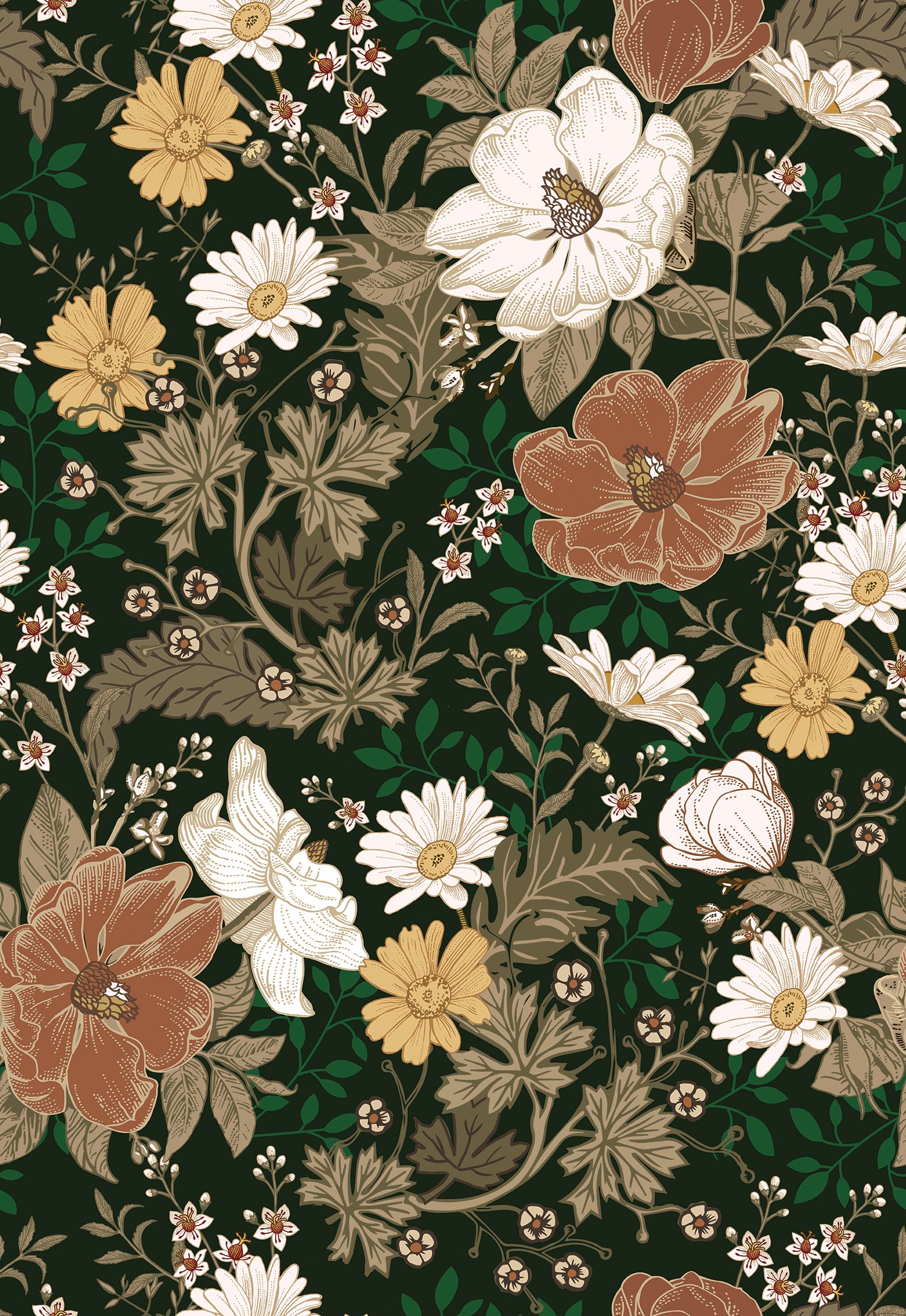 Vintage Farmhouse Botanical Peel and Stick Wallpaper