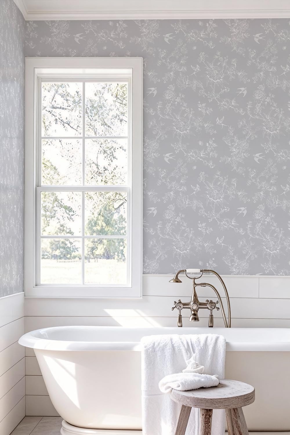 Retro Floral and Bird Pattern Self-Adhesive Wallpaper