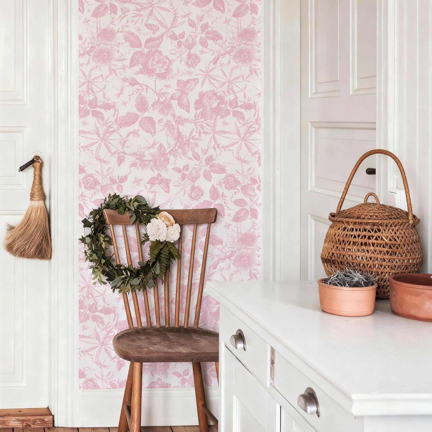 Vintage Butterfly and Floral Wallpaper — Black Rose Pattern