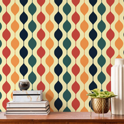 Retro Modern Geometric Peel and Stick Wallpaper