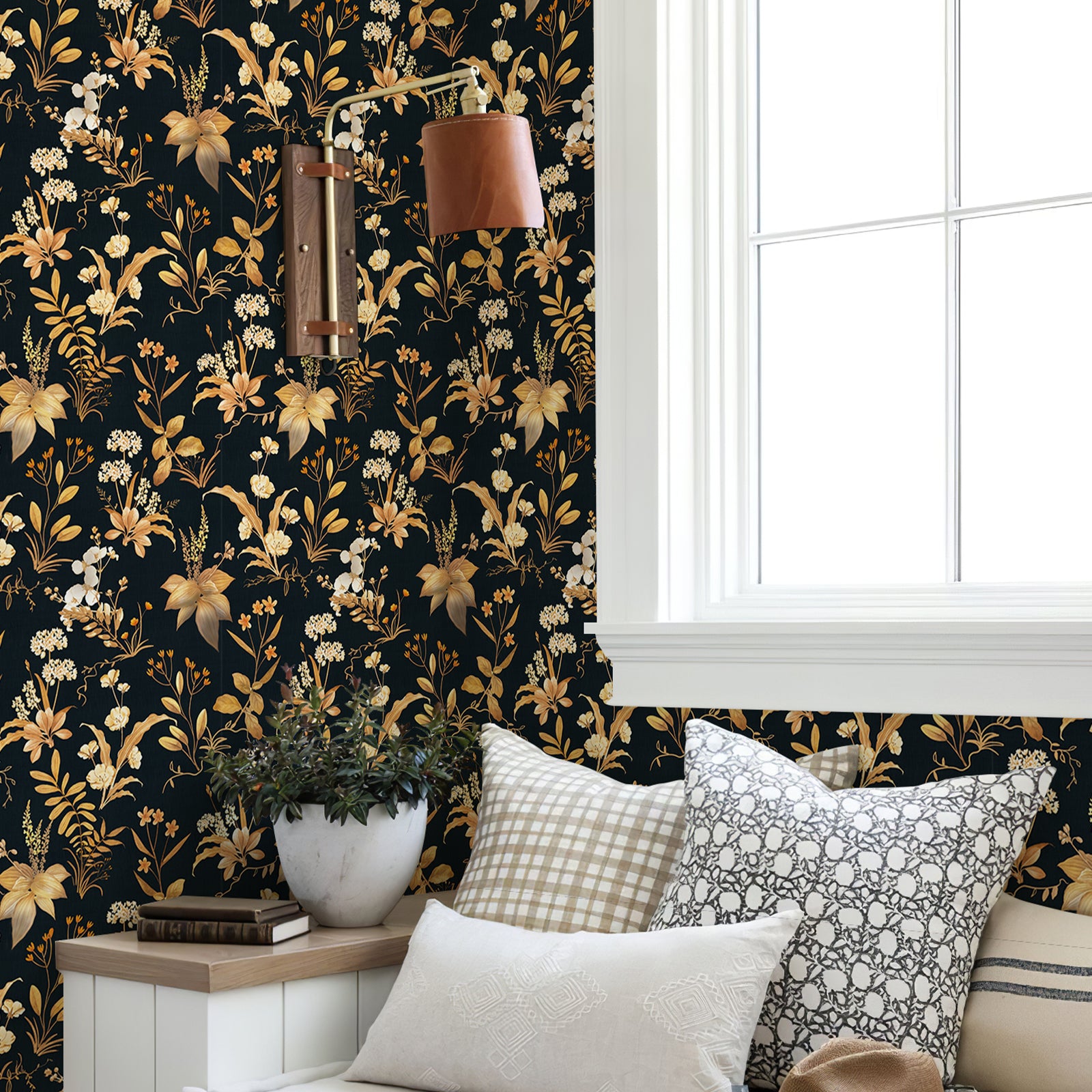Beige Floral Contact Paper | Wildflower Botanical Pattern Wallpaper