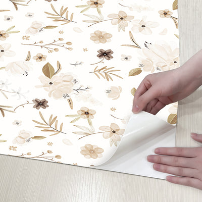 Gray Flower Branch and Leaf Wallpaper