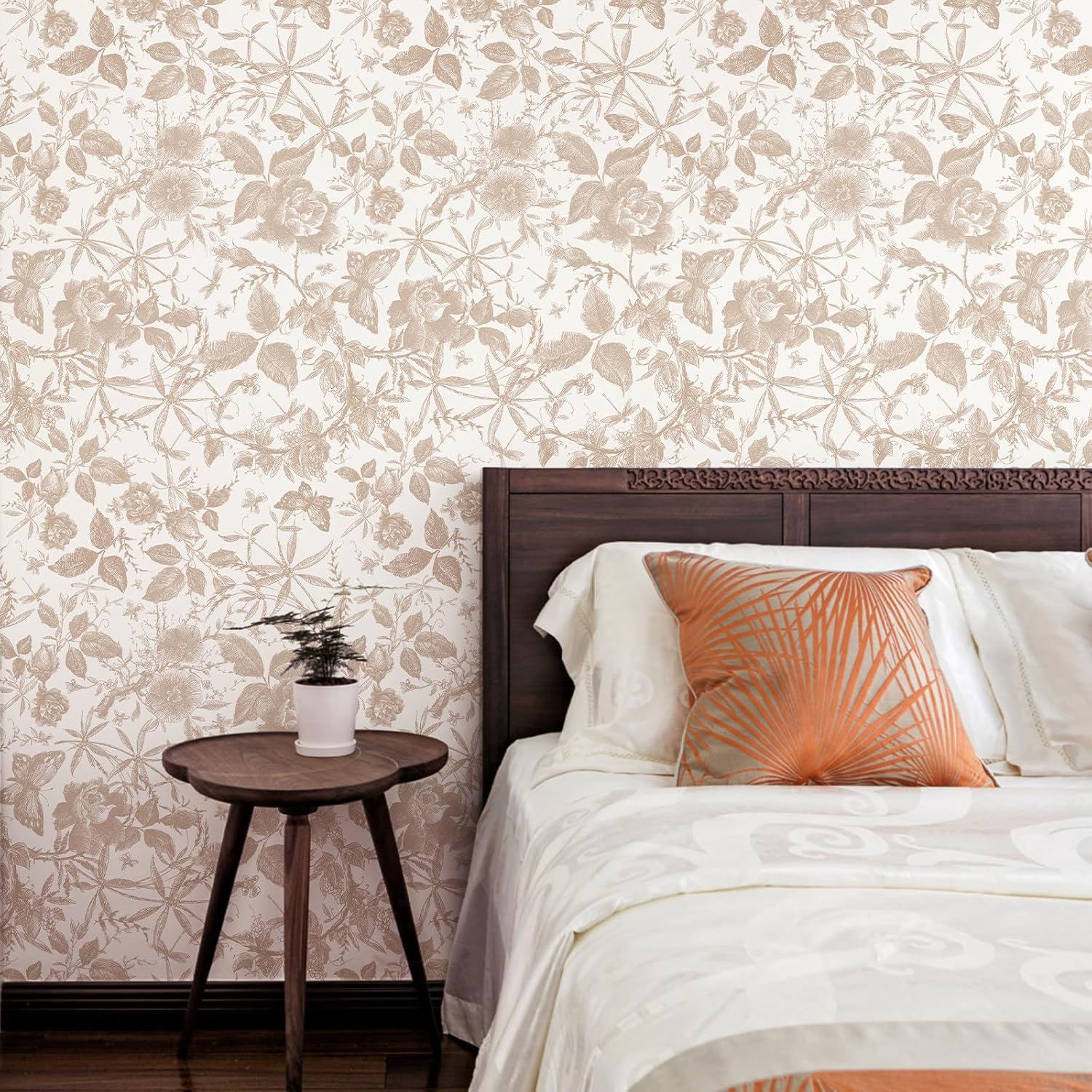 Vintage Butterfly and Floral Wallpaper — Black Rose Pattern