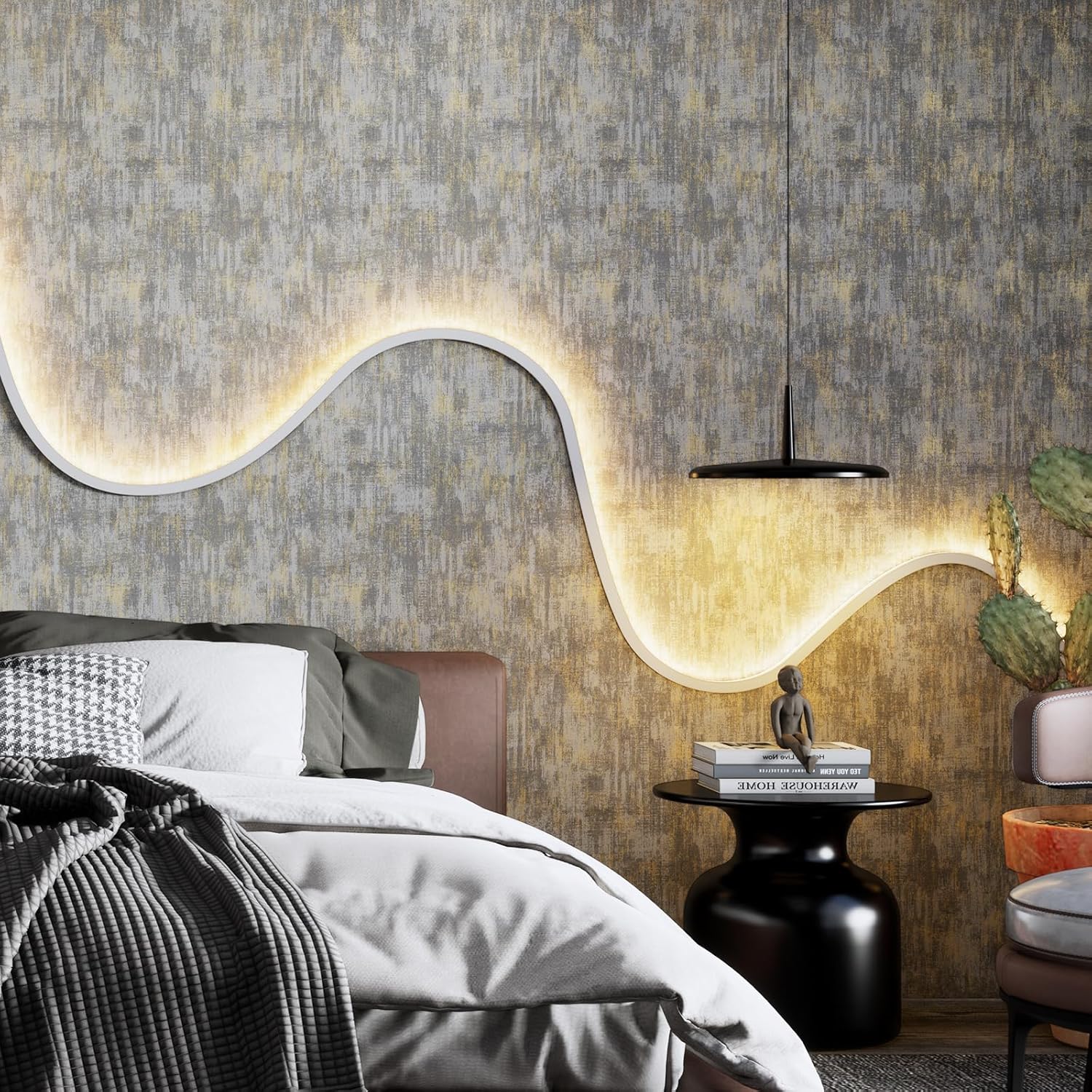 Industrial-Style Metal and Concrete Wallpaper