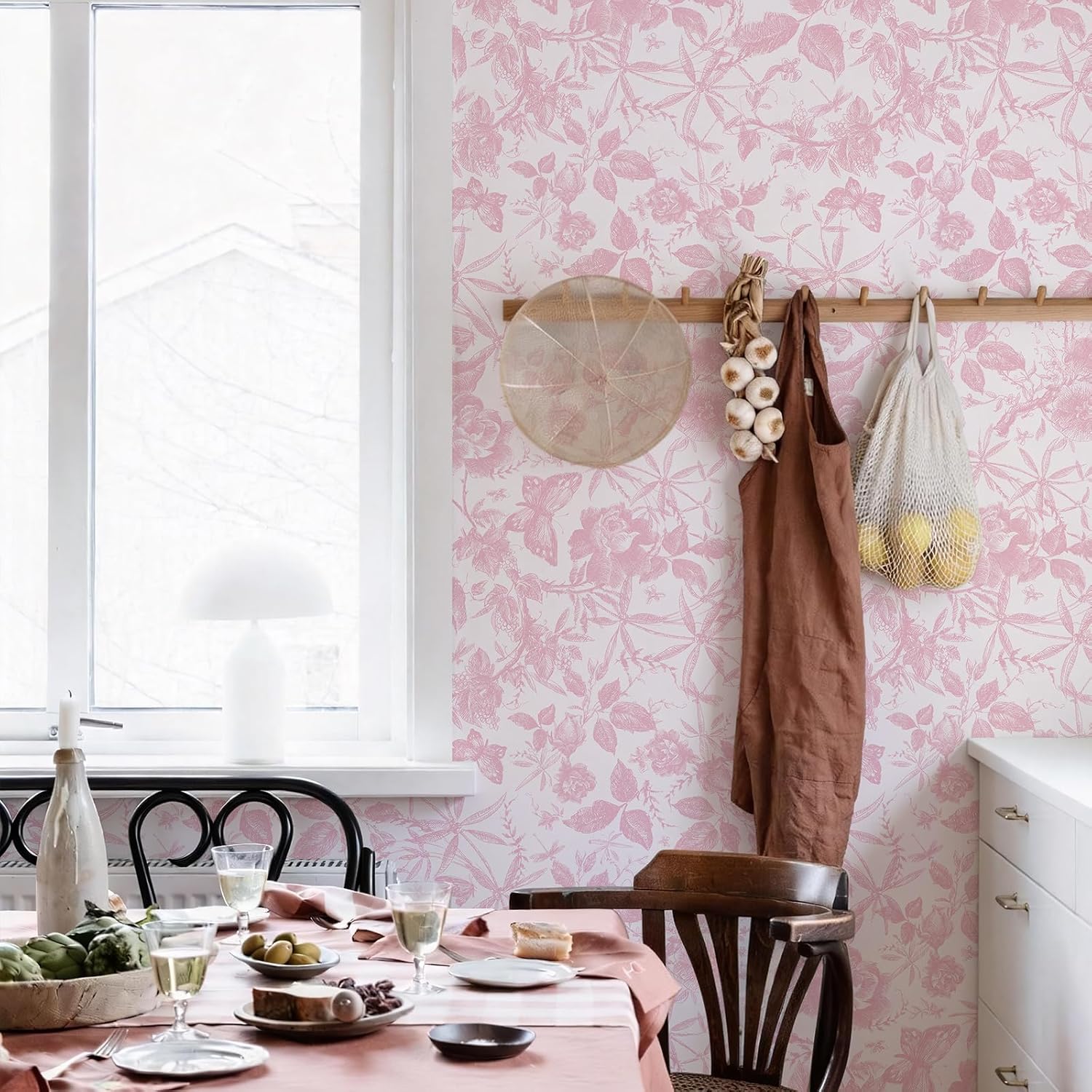 Vintage Butterfly and Floral Wallpaper — Black Rose Pattern