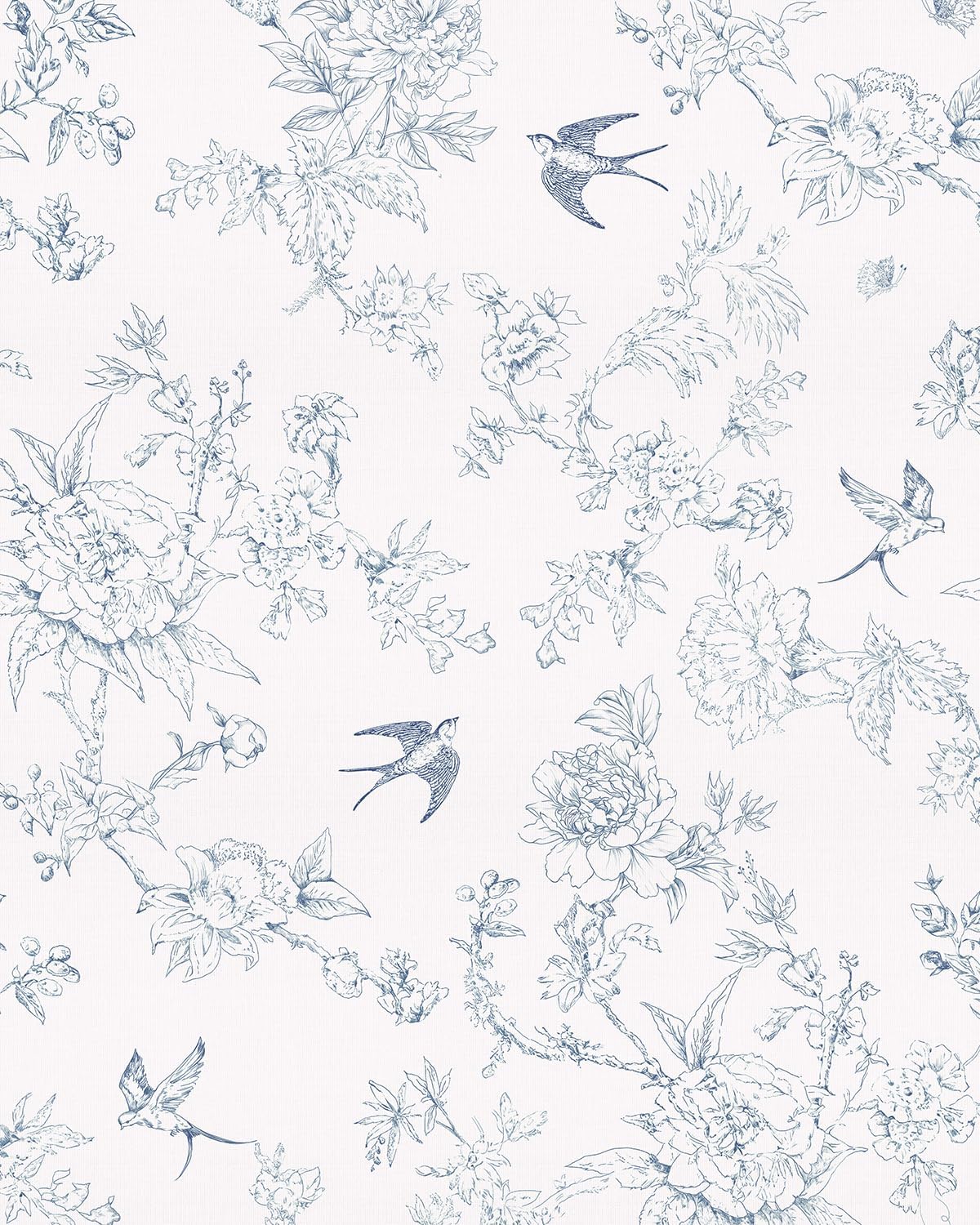 Retro Floral and Bird Pattern Self-Adhesive Wallpaper