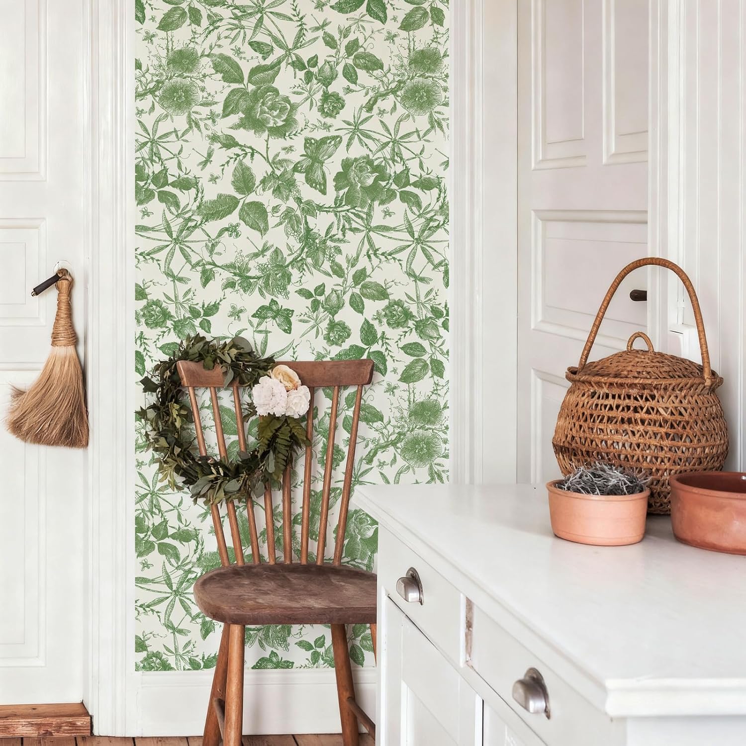 Vintage Butterfly and Floral Wallpaper — Black Rose Pattern