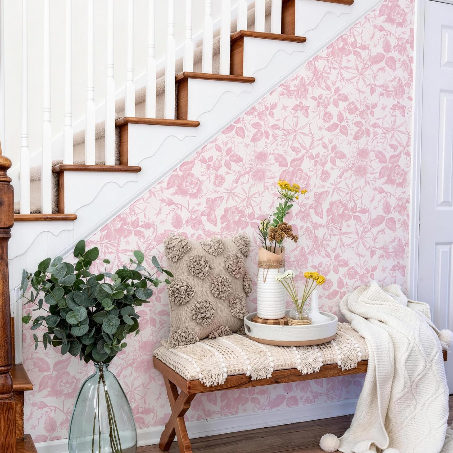 Vintage Butterfly and Floral Wallpaper — Black Rose Pattern