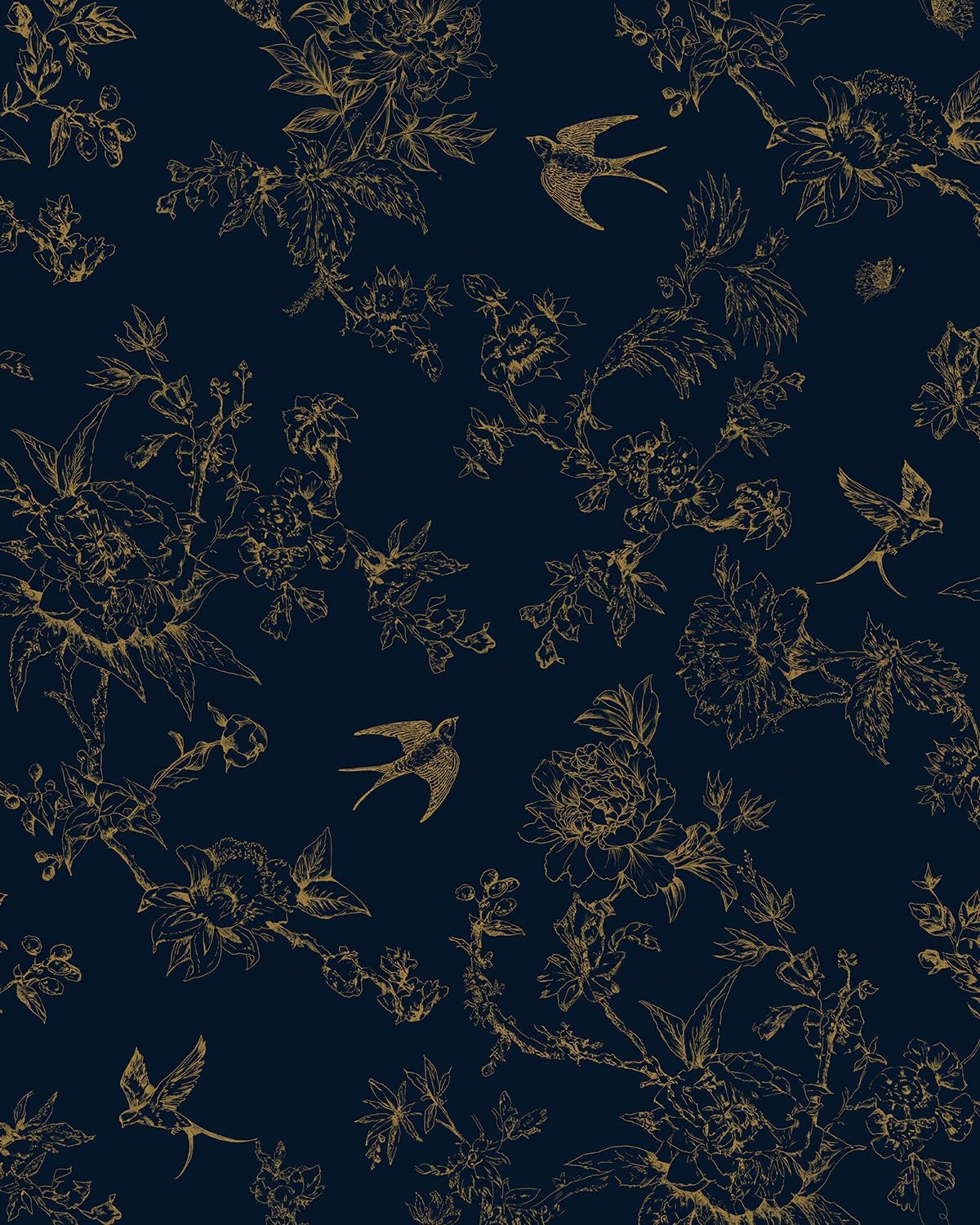 Retro Floral and Bird Pattern Self-Adhesive Wallpaper