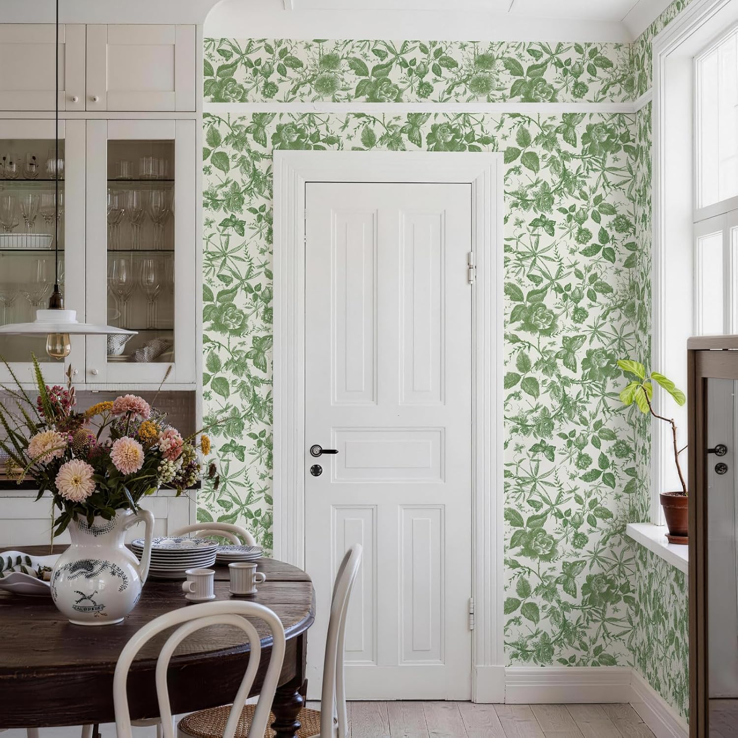 Vintage Butterfly and Floral Wallpaper — Black Rose Pattern