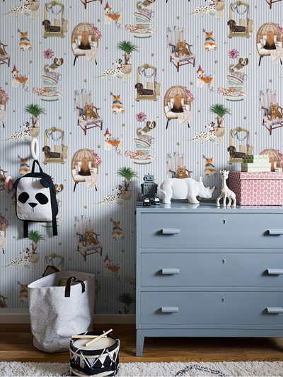 Multicolor Dogs Party Wallpaper