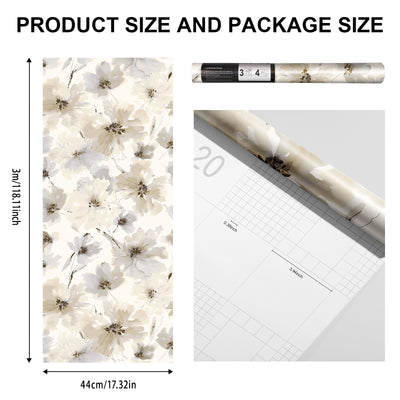 Biege Watercolor Flower Removable Peel and Stick Wallpaper