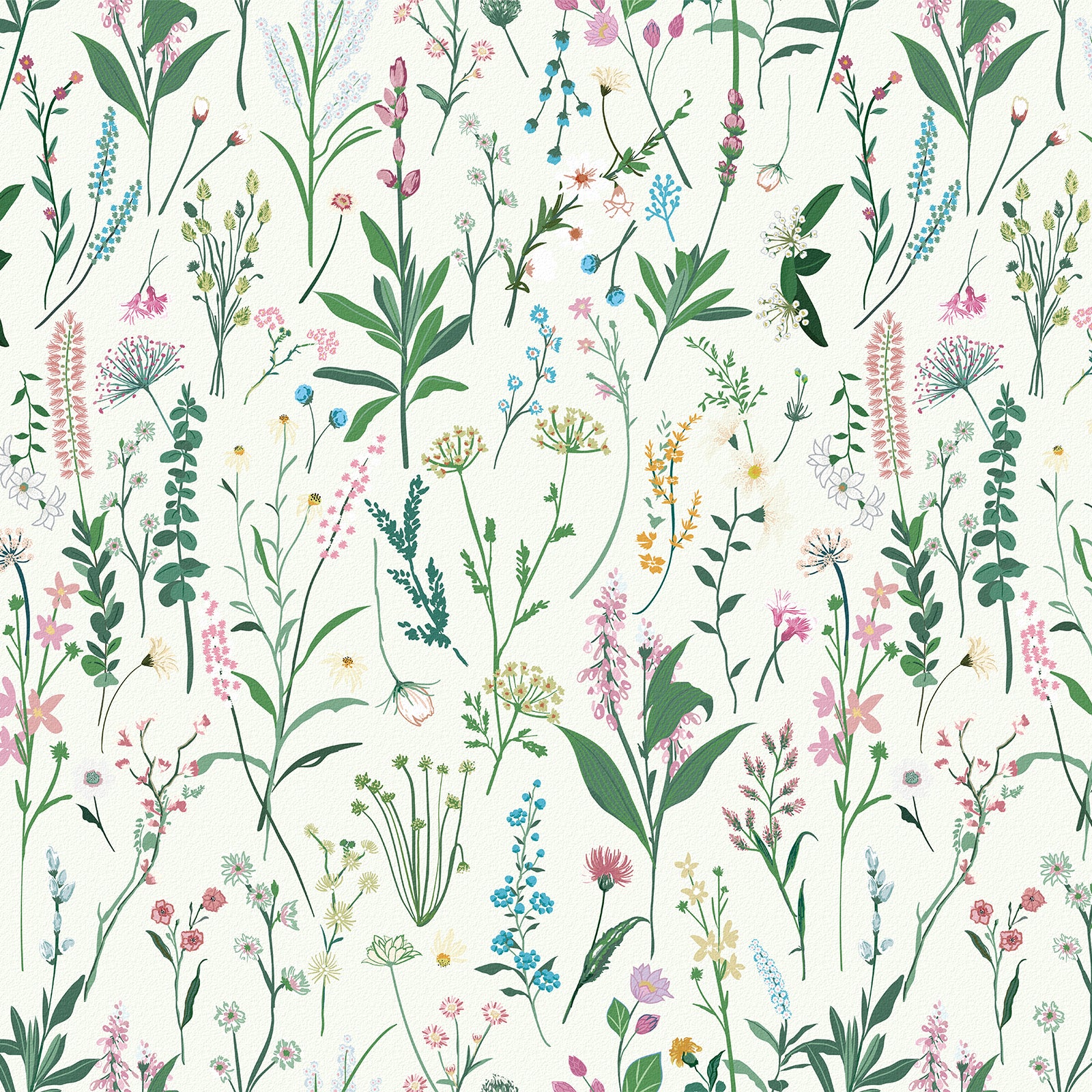 Green Meadow Botanical Floral Peel and Stick Wallpaper