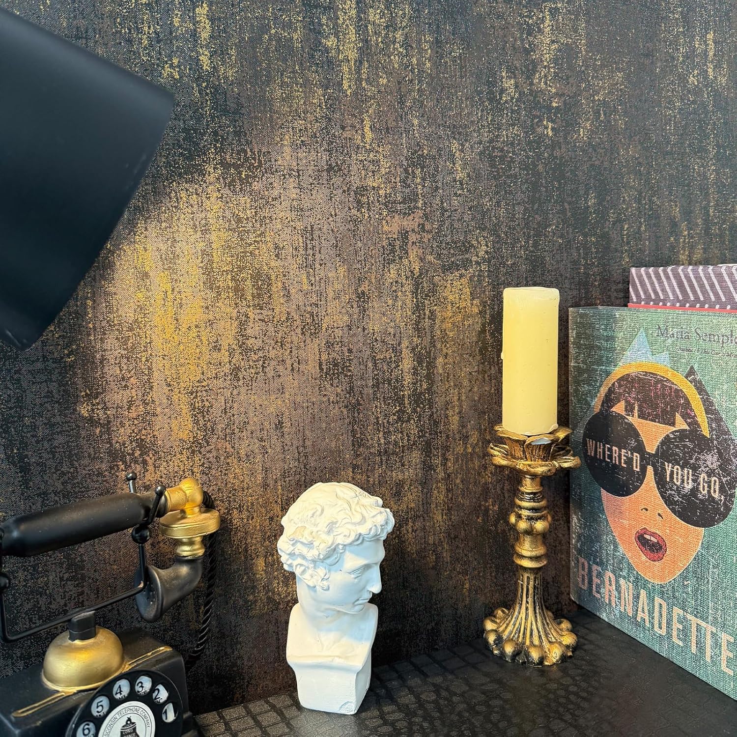 Retro Metallic Self-Adhesive Wallpaper — Industrial-Style Metal and Concrete Wallpaper