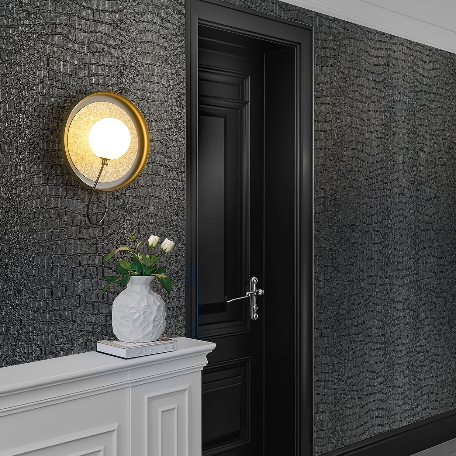 Removable Crocodile-Pattern Wallpaper, Embossed-Texture Wall Decal