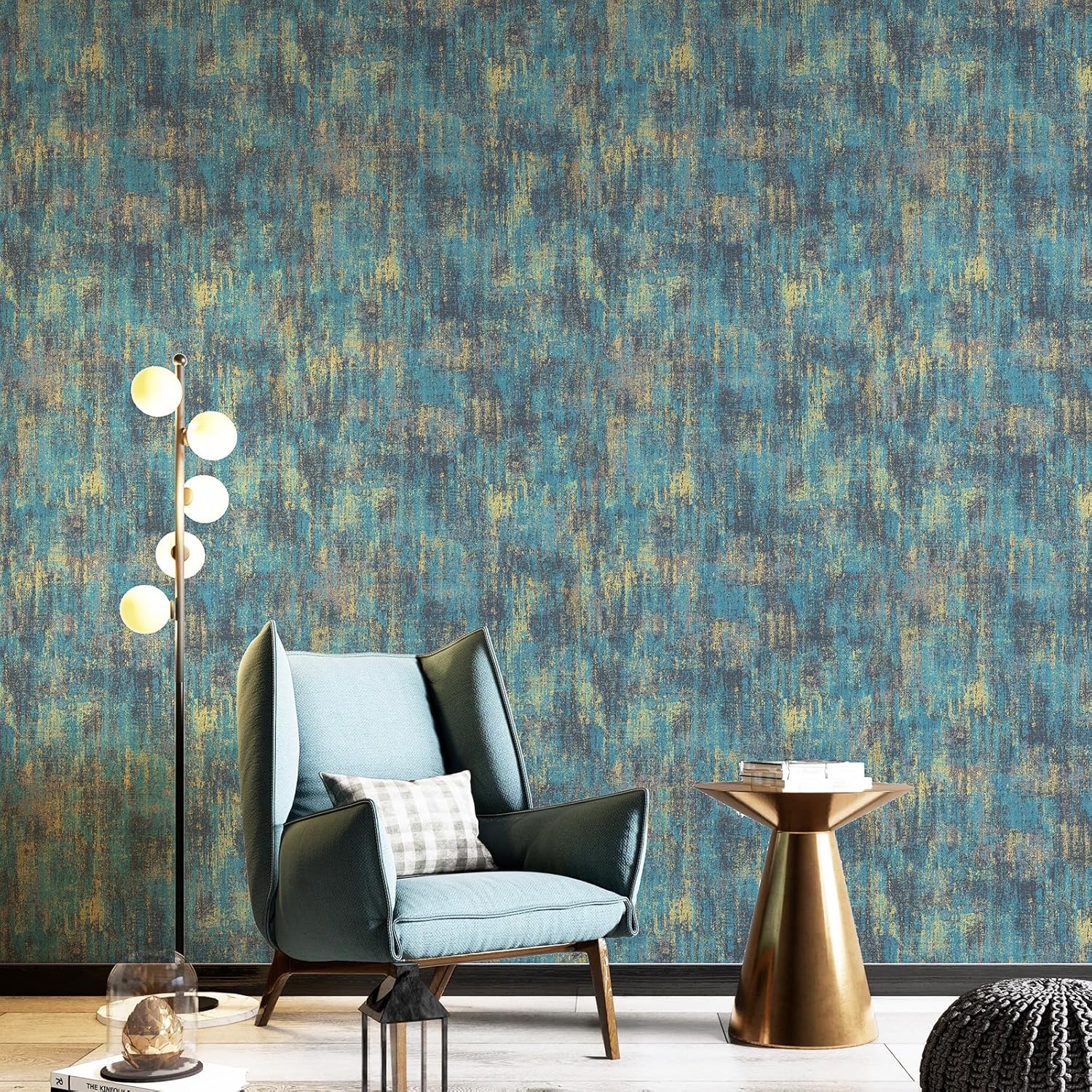 Retro Metallic Self-Adhesive Wallpaper — Industrial-Style Metal and Concrete Wallpaper