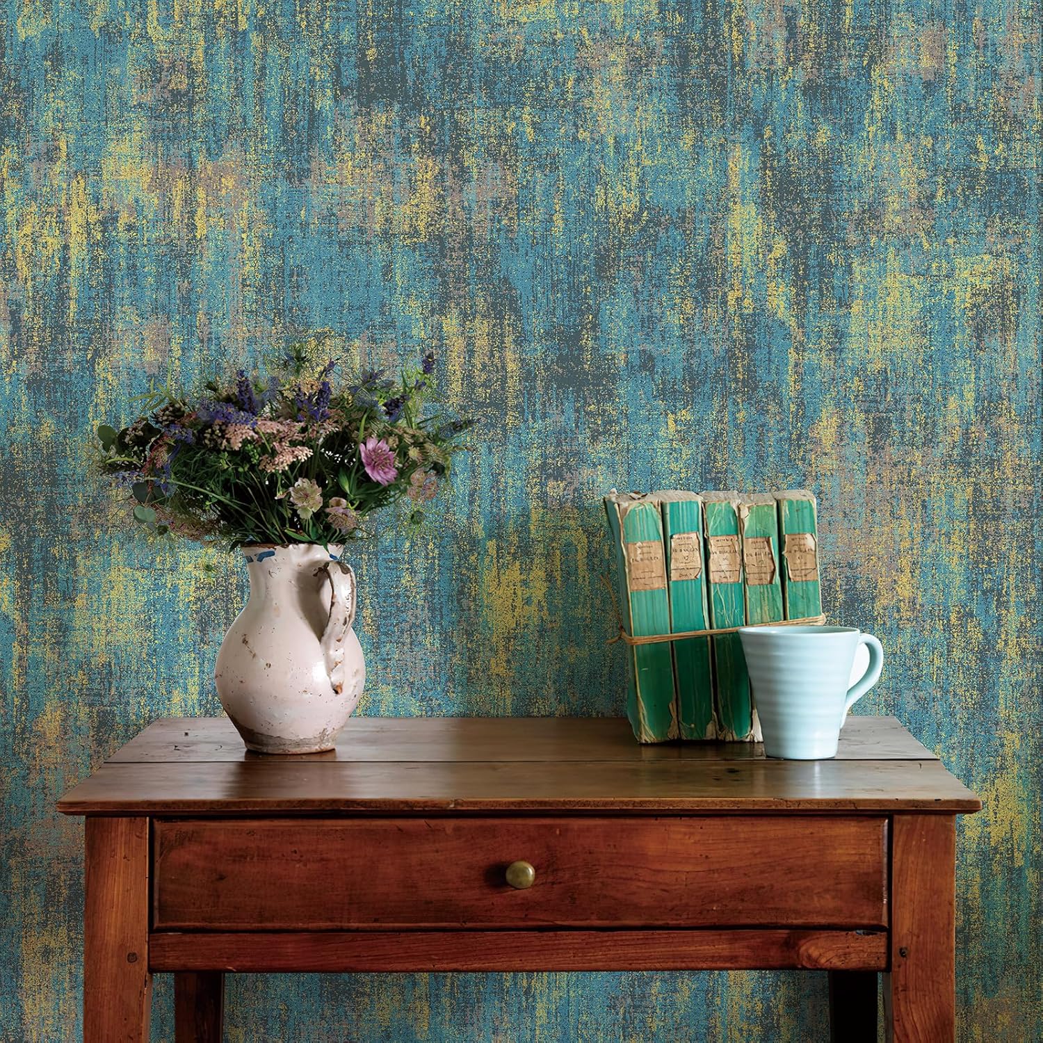 Industrial-Style Metal and Concrete Wallpaper