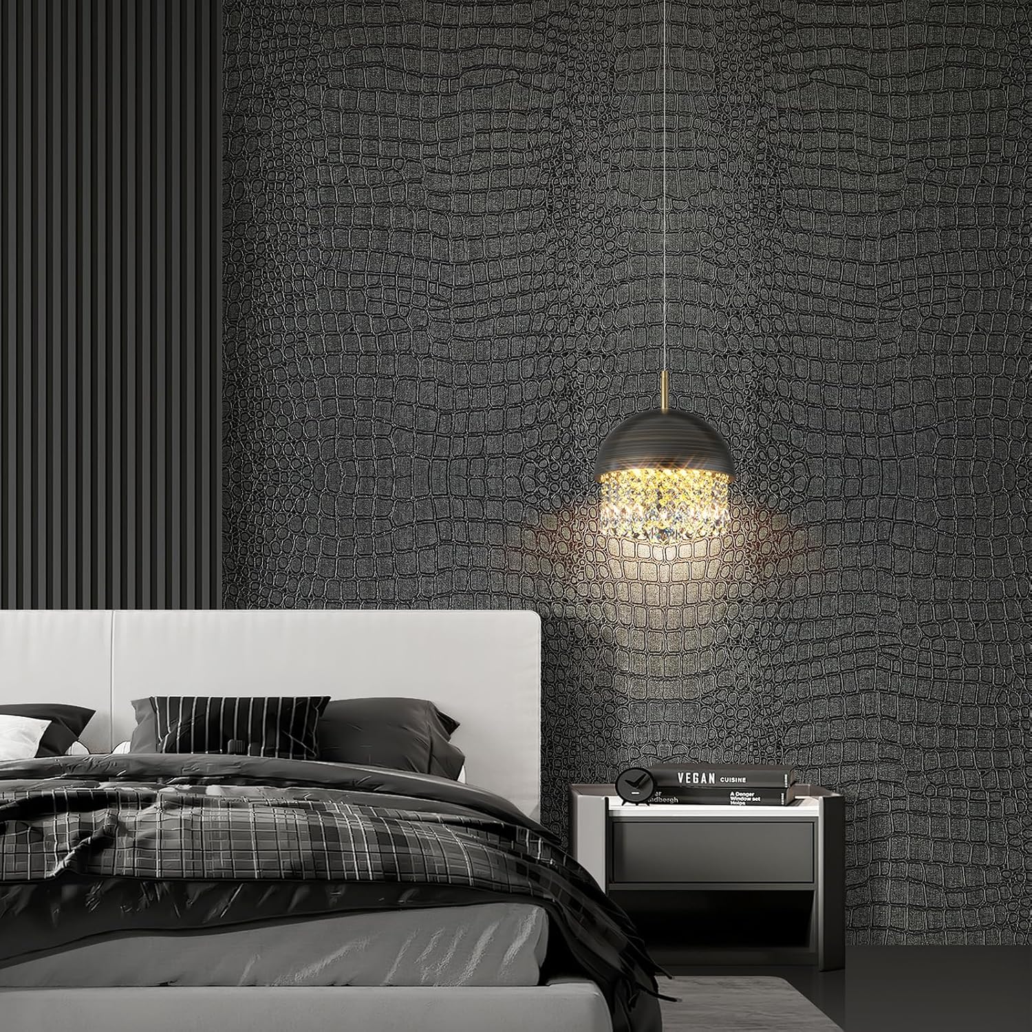 Removable Crocodile-Pattern Wallpaper, Embossed-Texture Wall Decal
