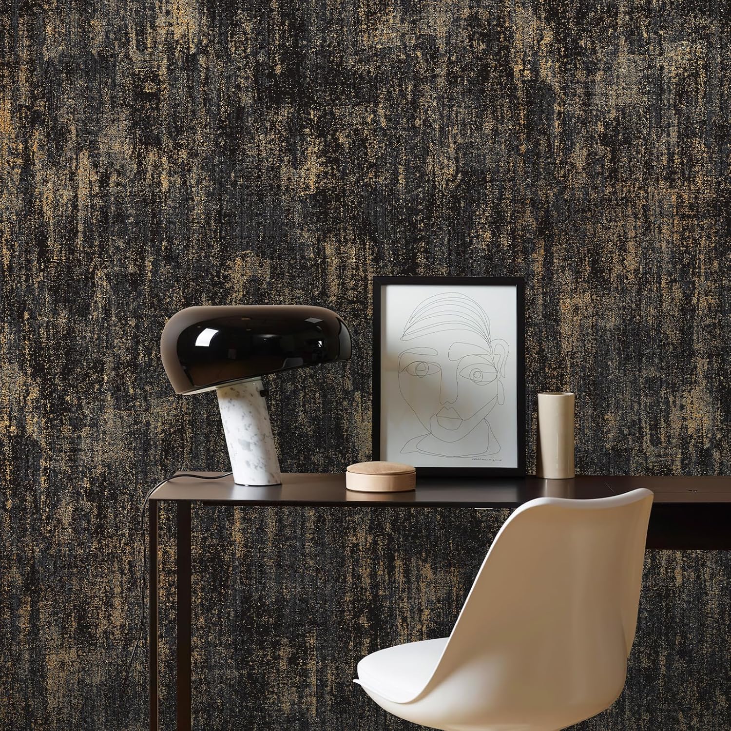Industrial-Style Metal and Concrete Wallpaper
