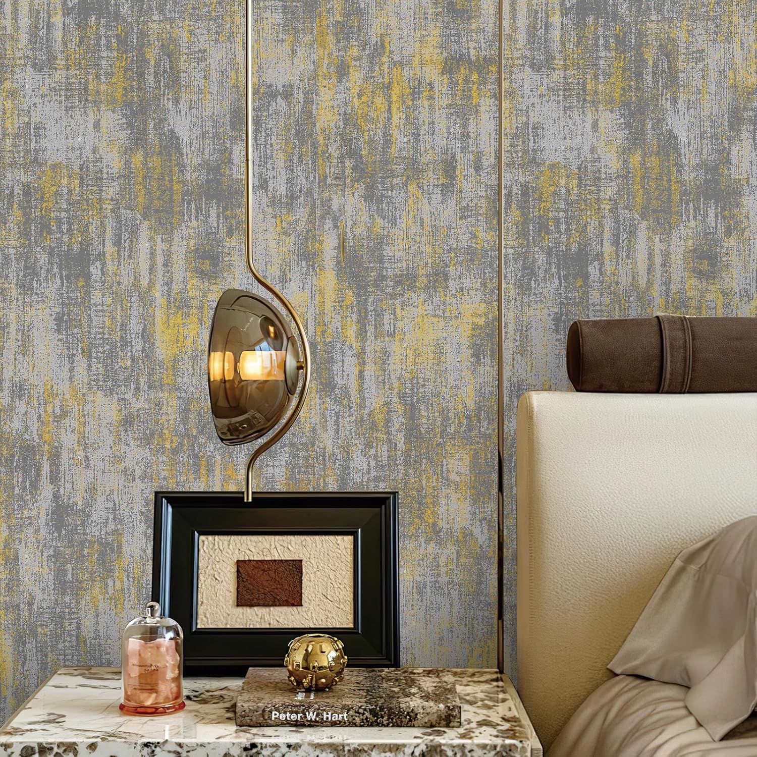 Industrial-Style Metal and Concrete Wallpaper