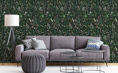 Green Wallpaper Cute Botanical Floral Wallpaper