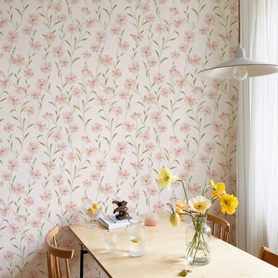 Soft Pink Cute Floral Peel and Stick Waterproof Wallpaper