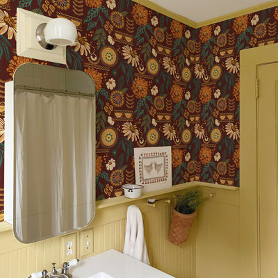 Boho Sun Floral Wallpaper