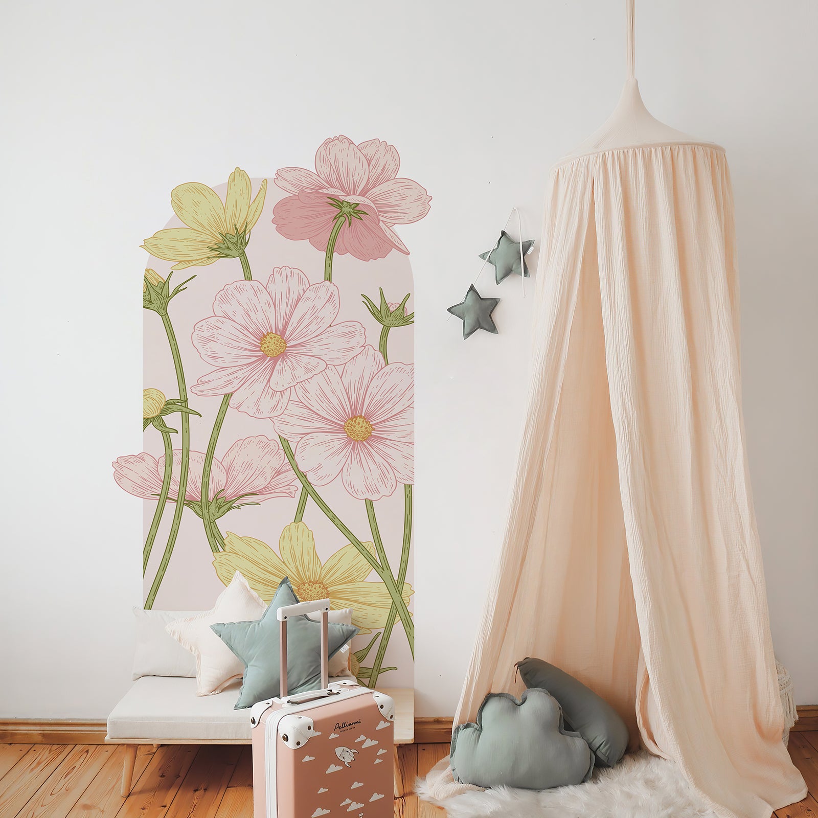 Arch Pink Large Flowers Peel and Stick Wall Decal