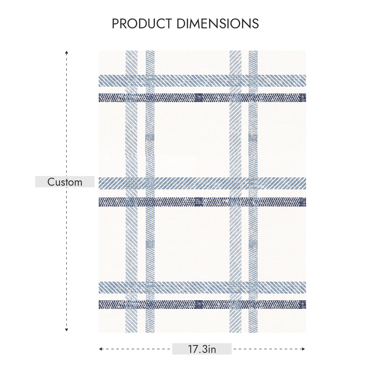 Misty Blue Layered Plaid British Style wallpaper dimension diagram custom size