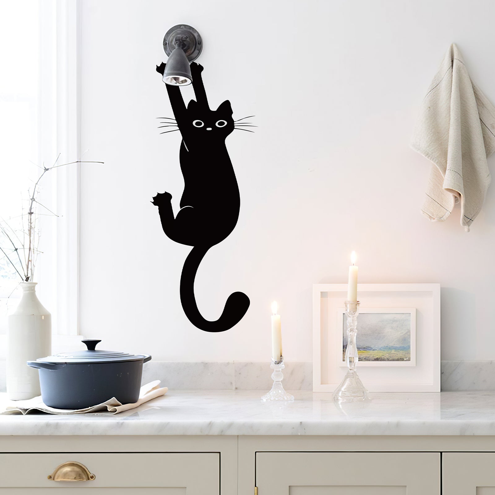 Mischievous Black Cat Peel and Stick Wall Decal