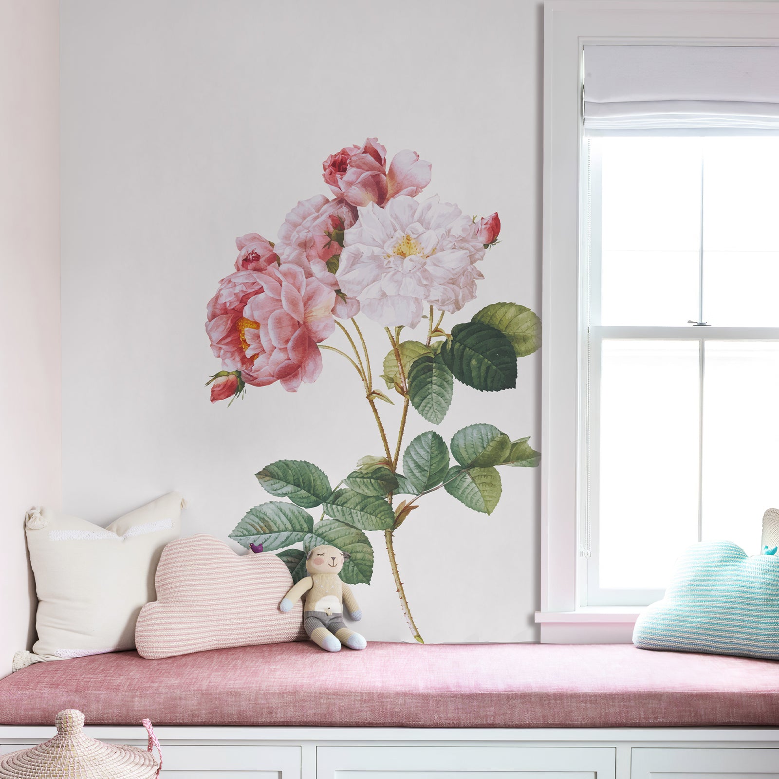 Pink Camellias Peel and Stick Wall Decal