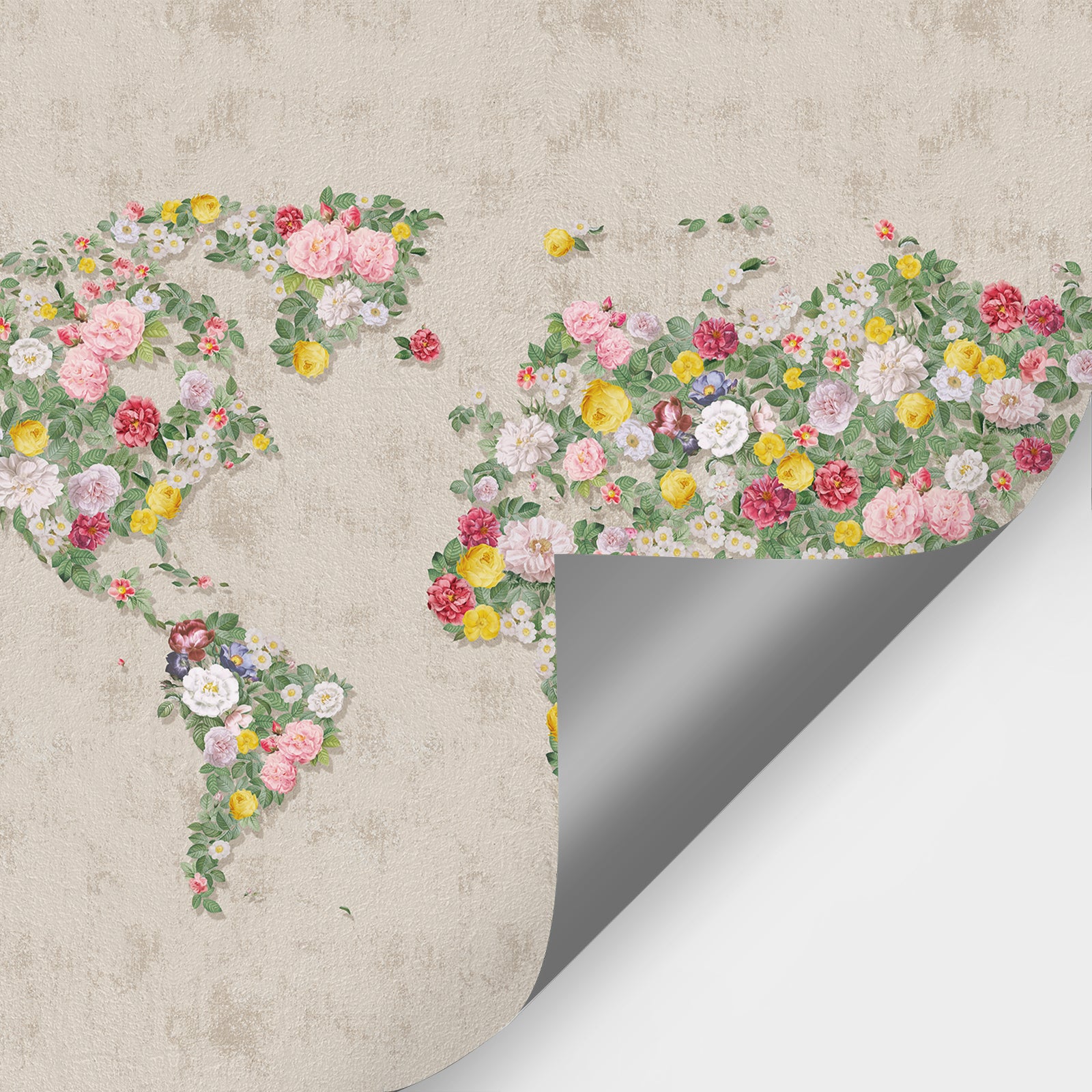 Flower Map Peel and Stick Wall Mural