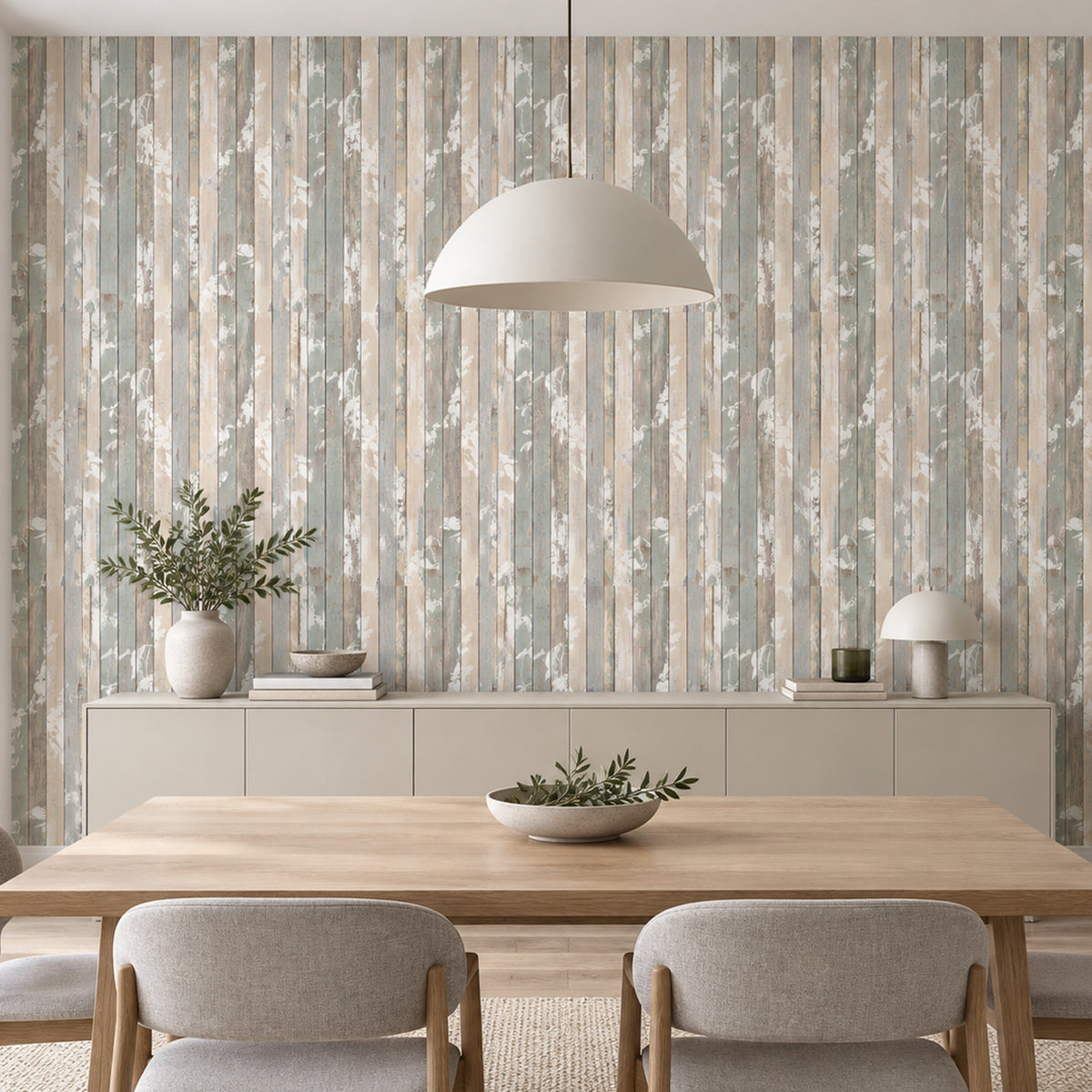 jiffdiff Wabi Sabi Distressed Stripe Peel Stick Wallpaper, dining room interior decor US residence